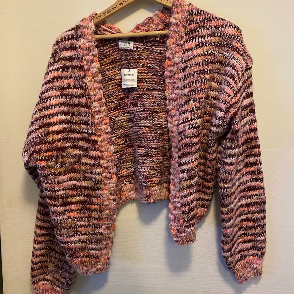 Cotton On Pink and Brown cardigan cropped
